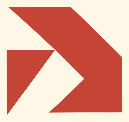 Geometric Arrow Forward Mark #fff8e7/#c44536