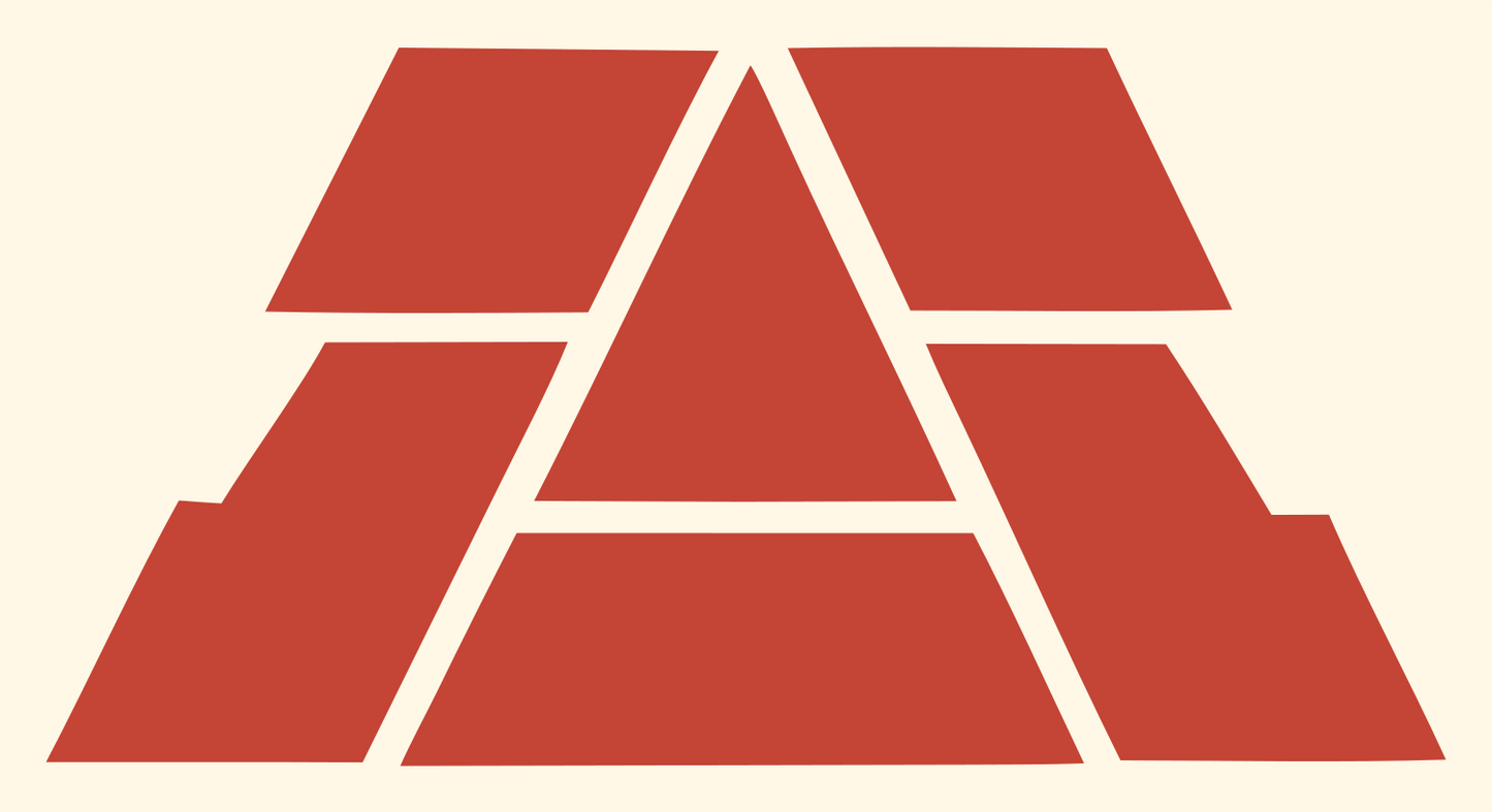 Geometric Pyramid Block Emblem #fff8e7/#c44536