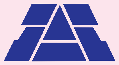 Geometric Pyramid Block Emblem #fce4ec/#283593