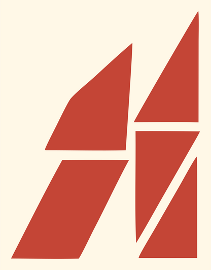 Fragmented Letter Logo #fff8e7/#c44536