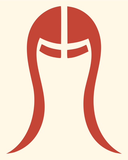 Knight Helmet Bold Mark #fff8e7/#c44536