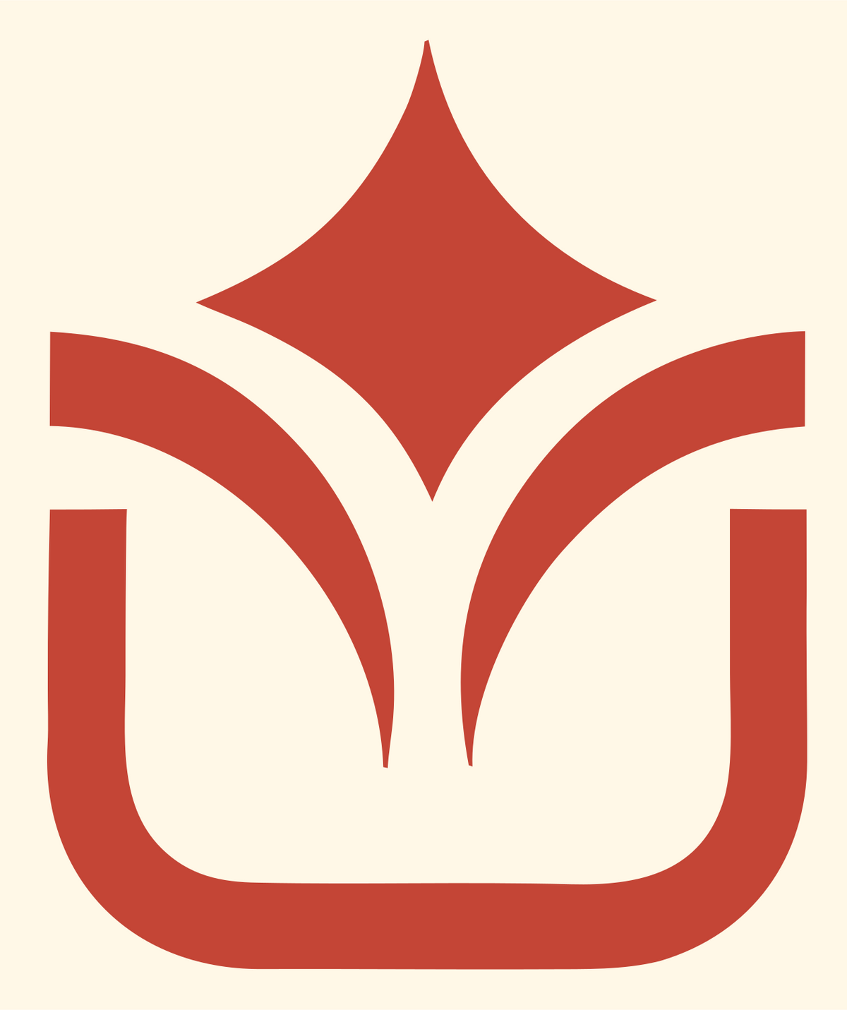 Crown Tulip Shield Emblem #fff8e7/#c44536