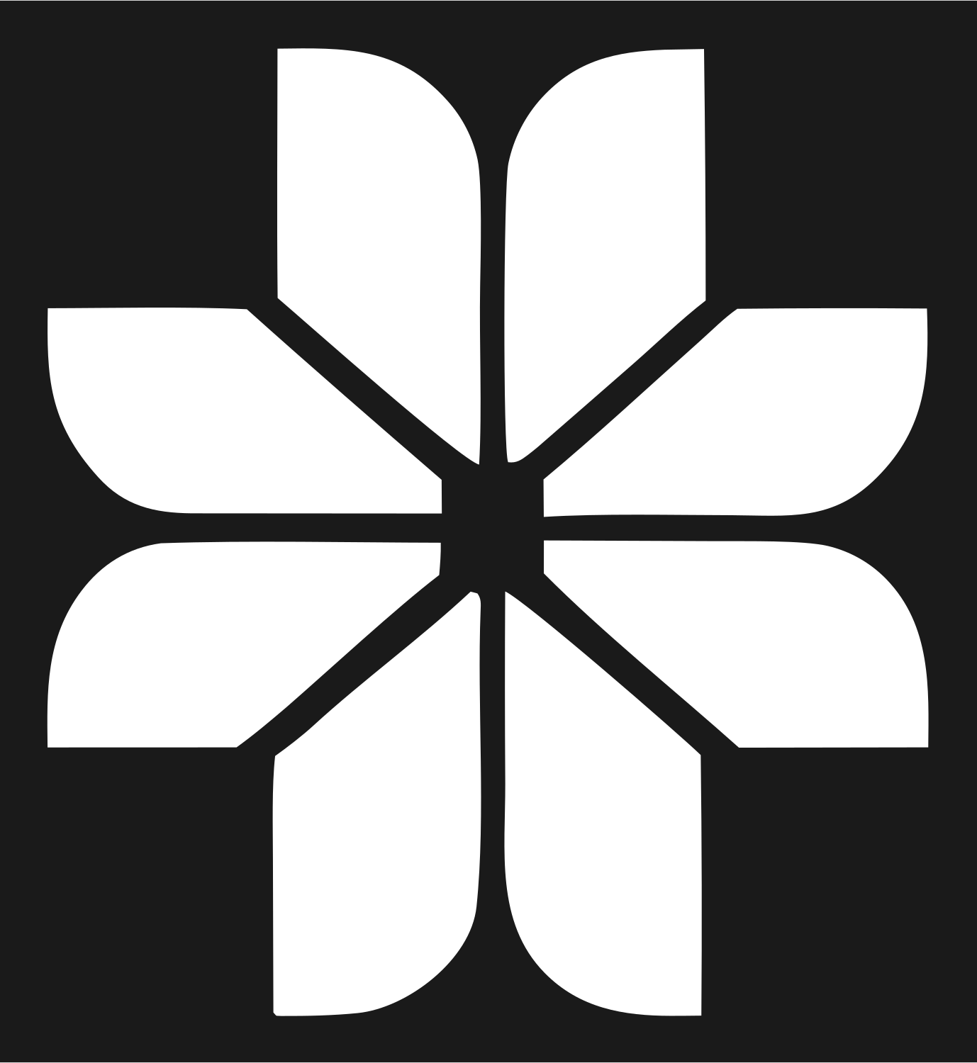 Geometric Eight Petal Flower Mark #1a1a1a/#ffffff