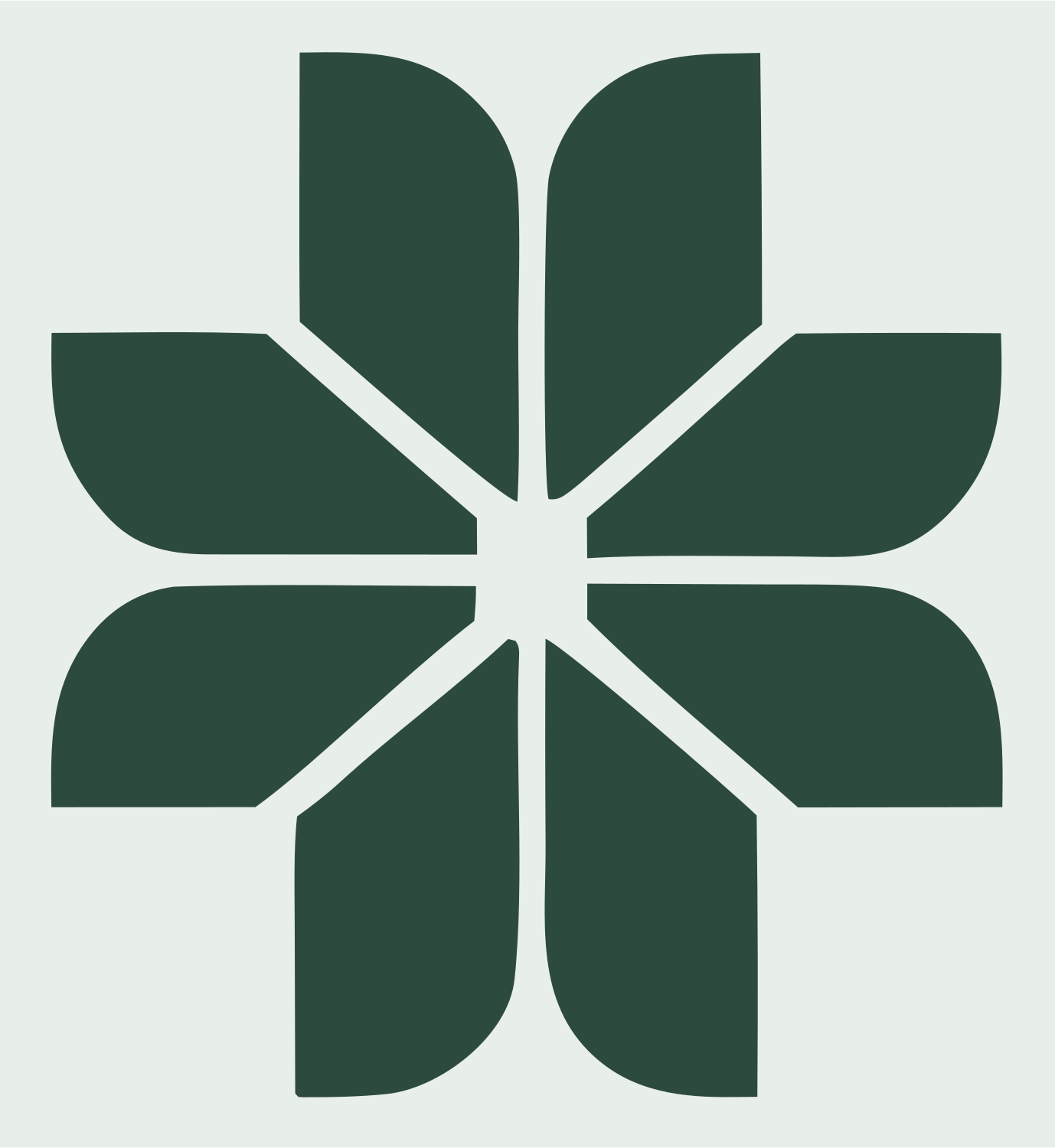 Geometric Eight Petal Flower Mark #e8efe9/#2d4a3e