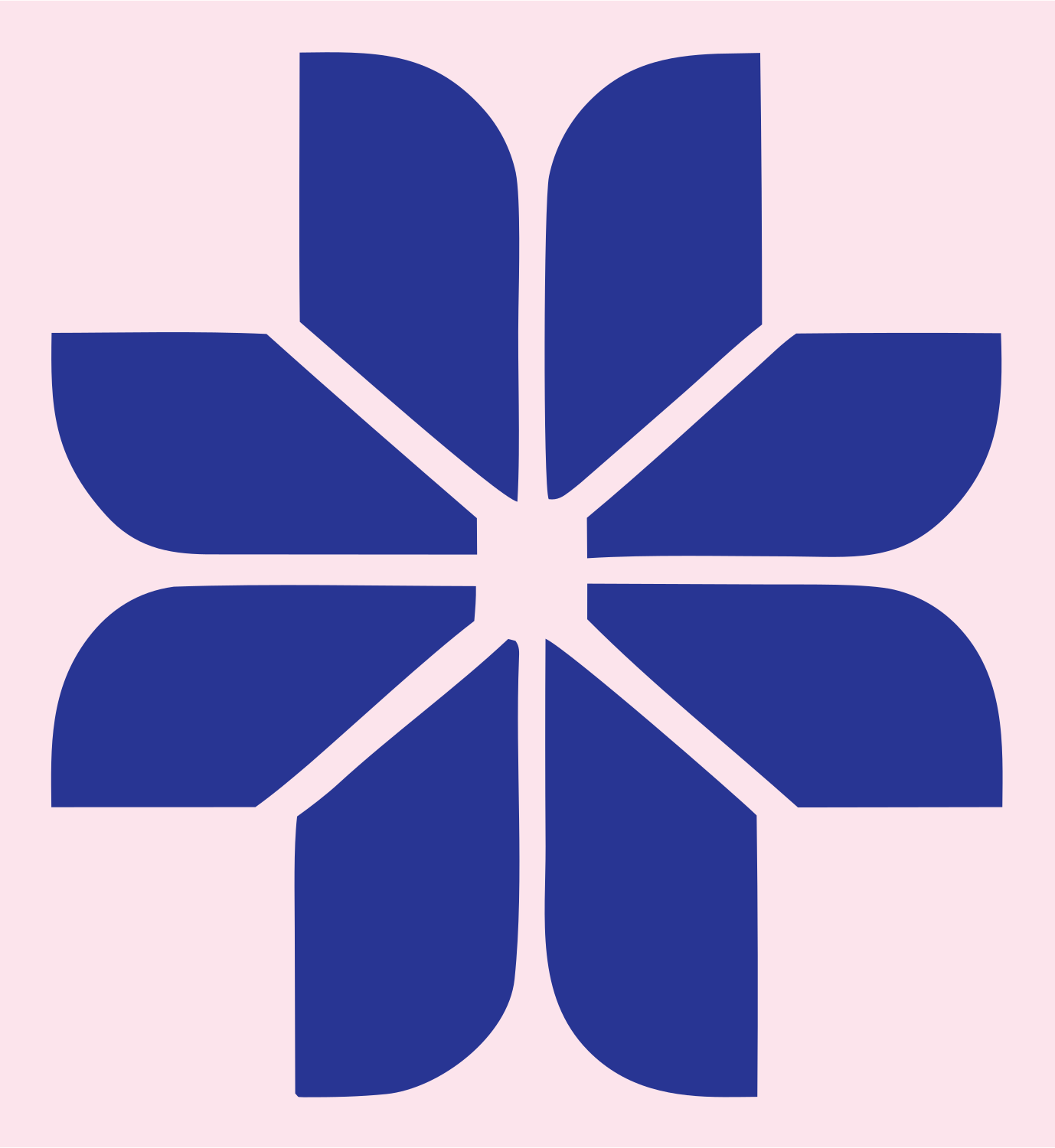 Geometric Eight Petal Flower Mark #fce4ec/#283593