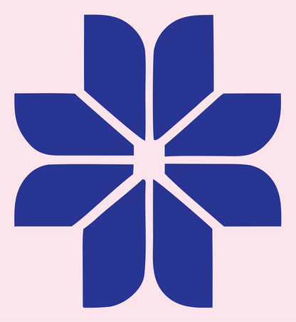 Geometric Eight Petal Flower Mark #fce4ec/#283593