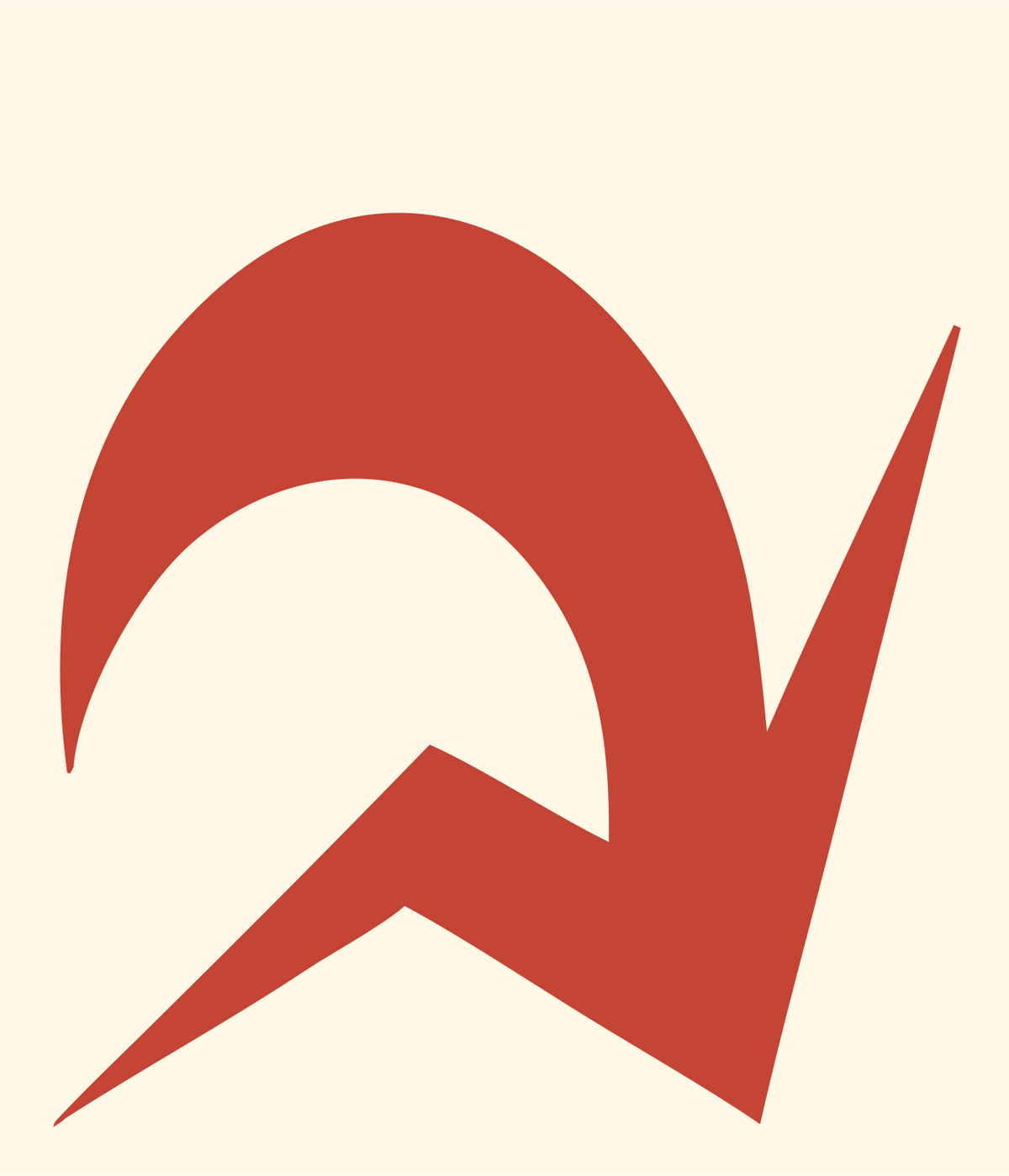 Crescent Ram Horn Badge #fff8e7/#c44536