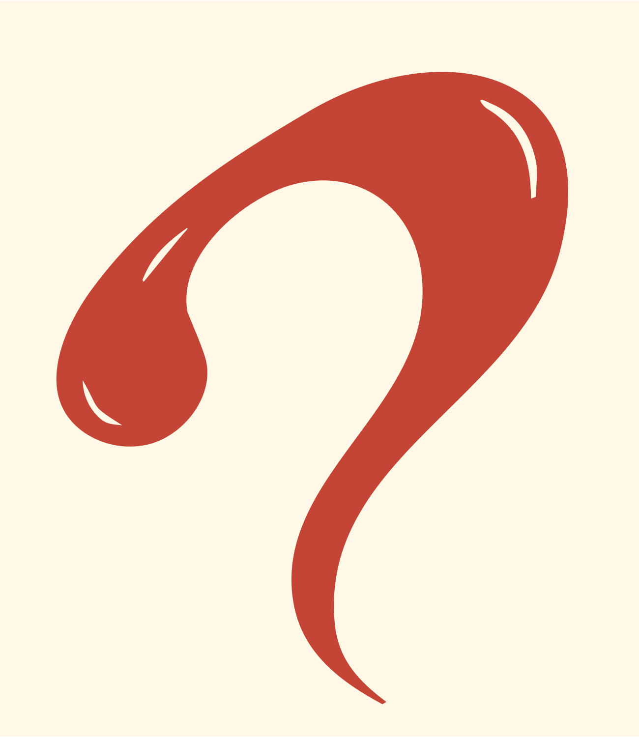 Hand-Drawn Aries Horn Swirl Logo #fff8e7/#c44536