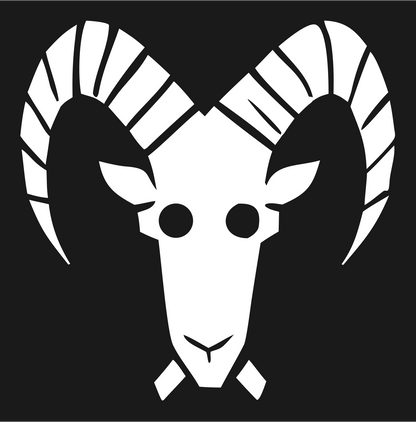 Ram Face Front-View Badge #1a1a1a/#ffffff