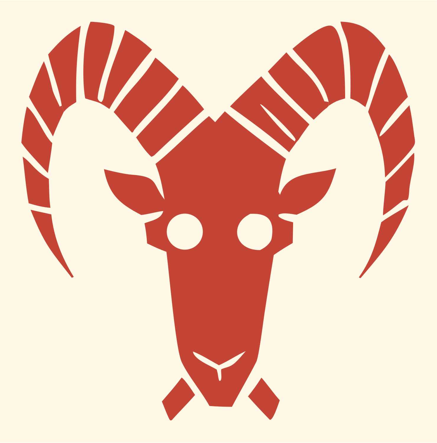 Ram Face Front-View Badge #fff8e7/#c44536