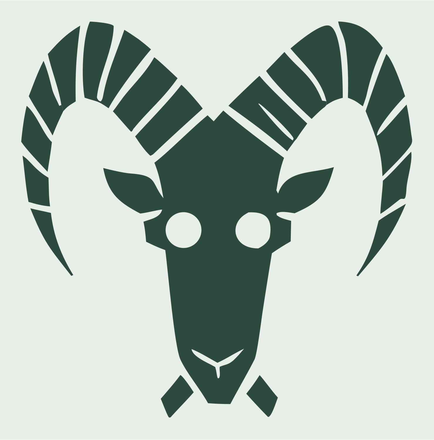 Ram Face Front-View Badge #e8efe9/#2d4a3e