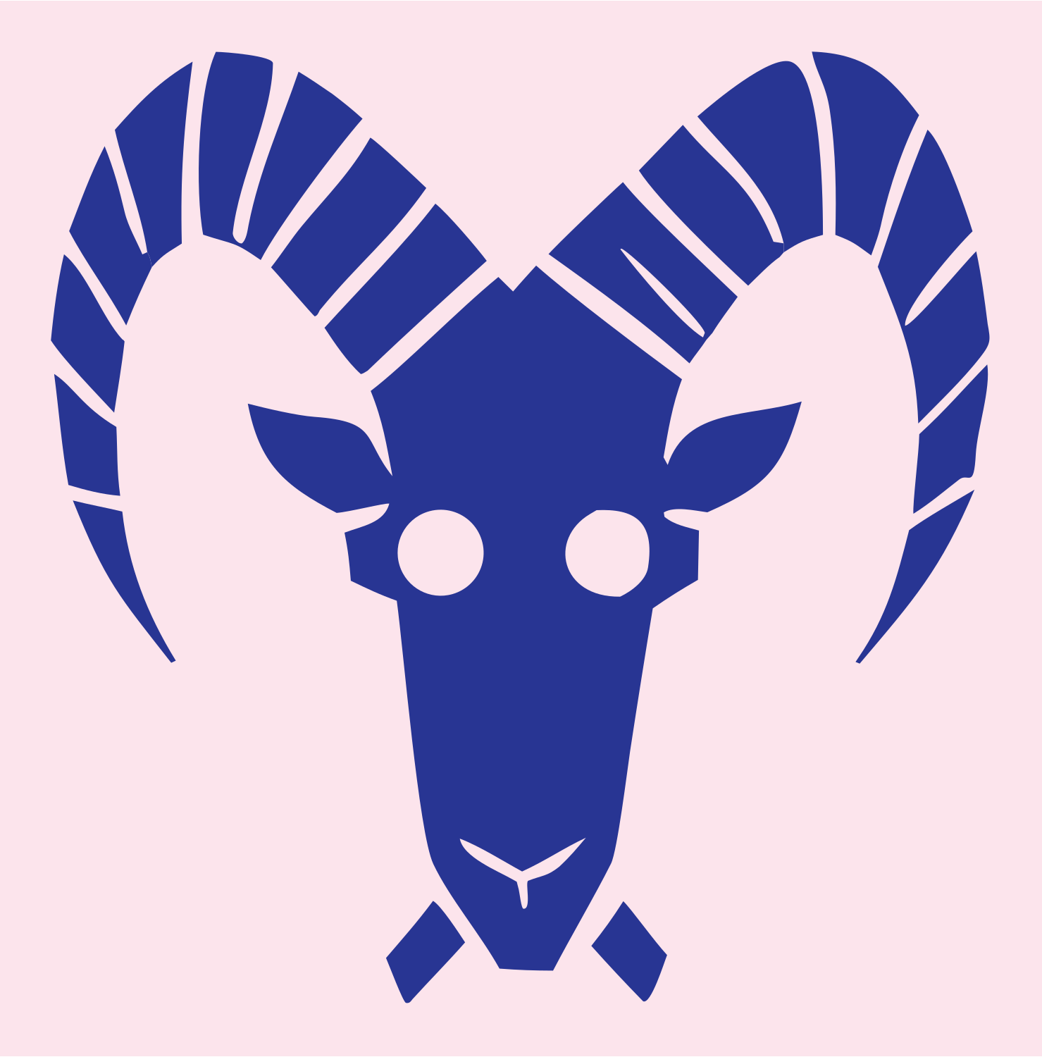 Ram Face Front-View Badge #fce4ec/#283593