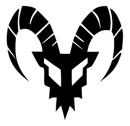 Segmented Ram Skull Badge #ffffff/#000000