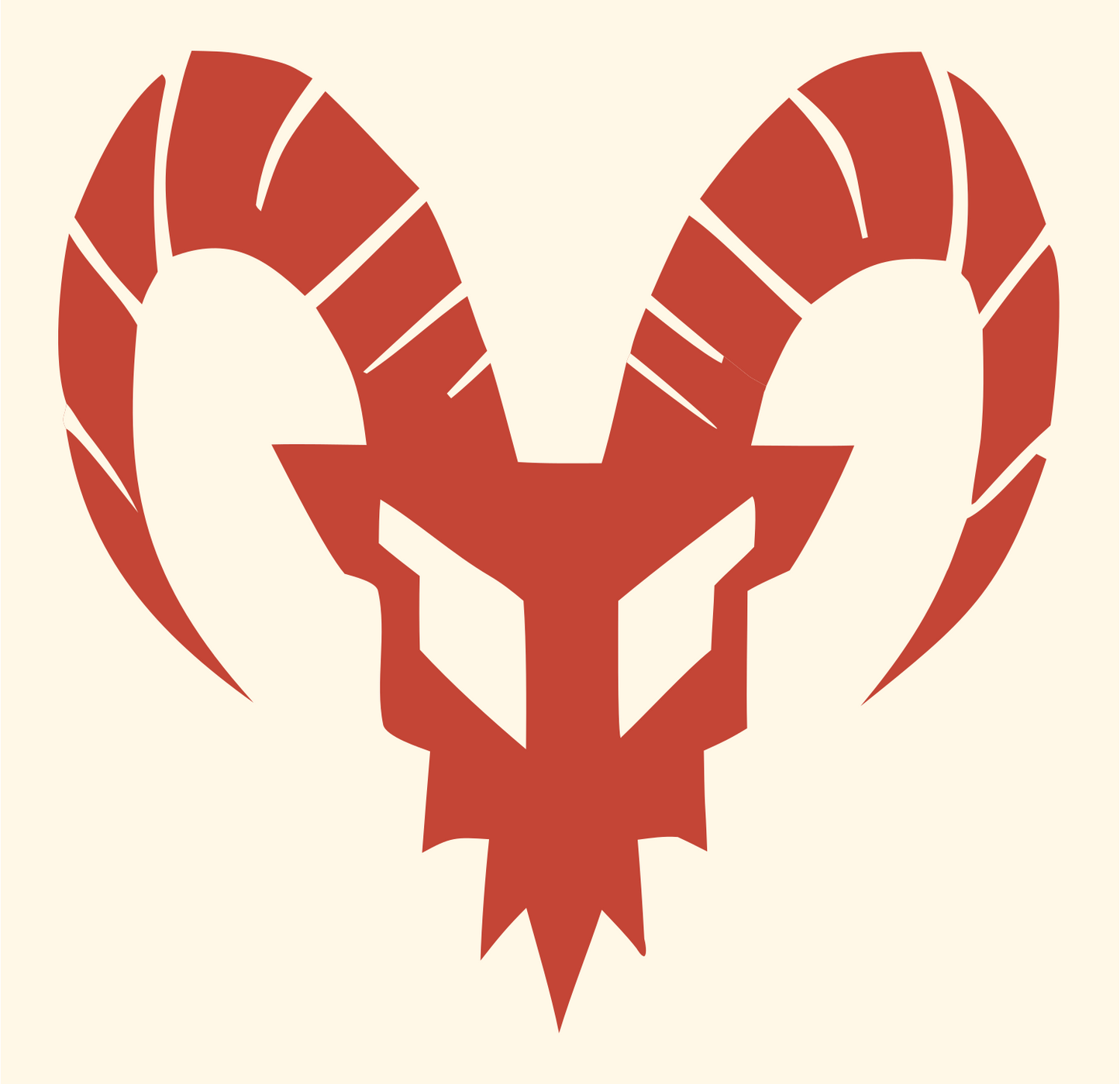 Segmented Ram Skull Badge #fff8e7/#c44536