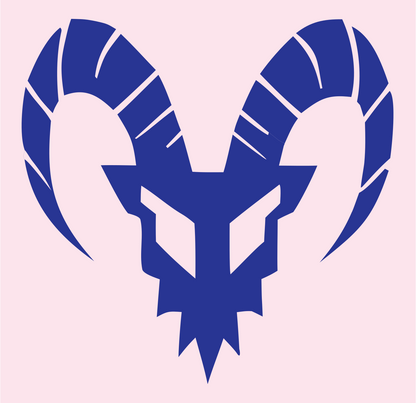 Segmented Ram Skull Badge #fce4ec/#283593