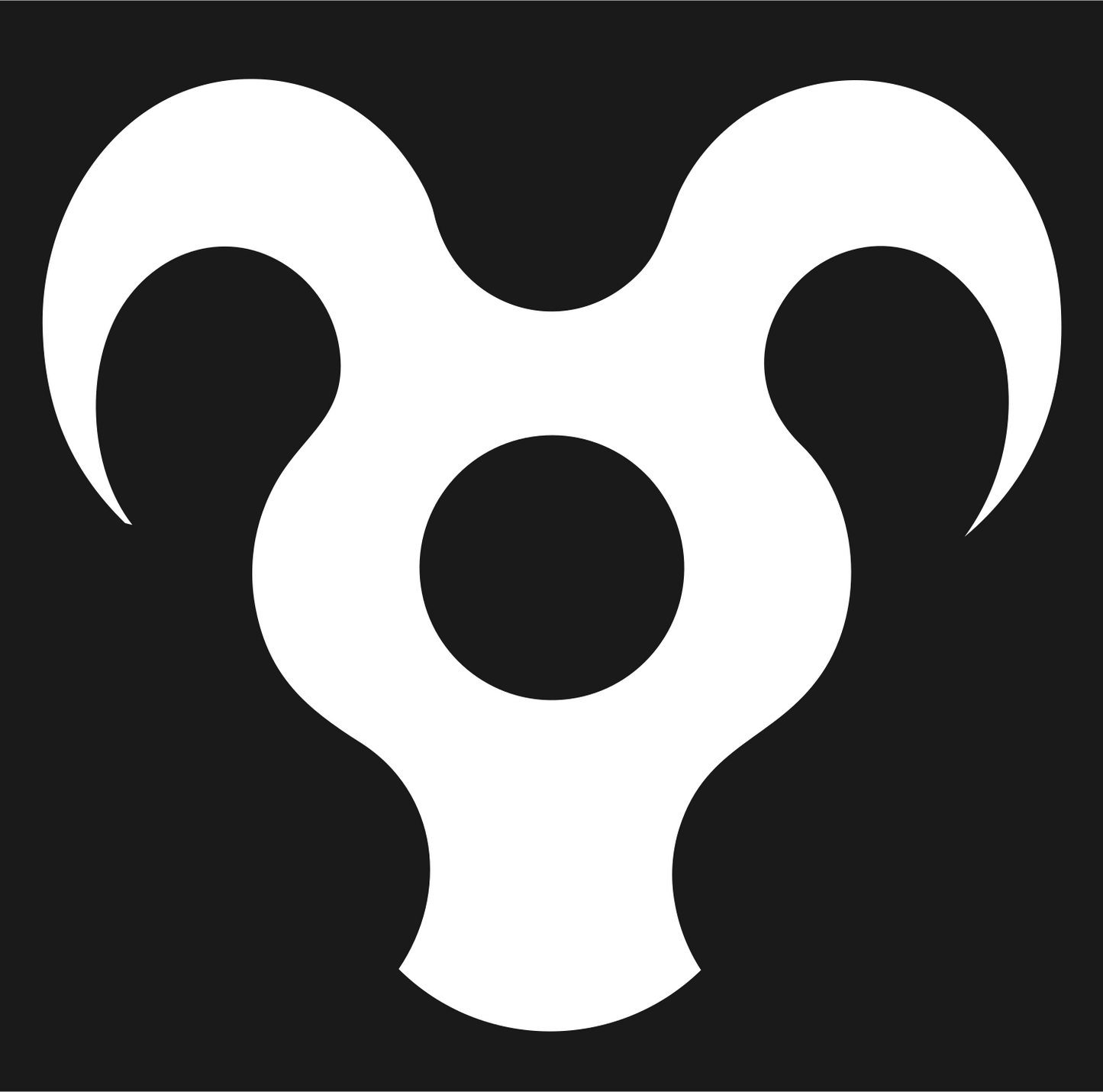 Triskelion Ram Horns Badge #1a1a1a/#ffffff