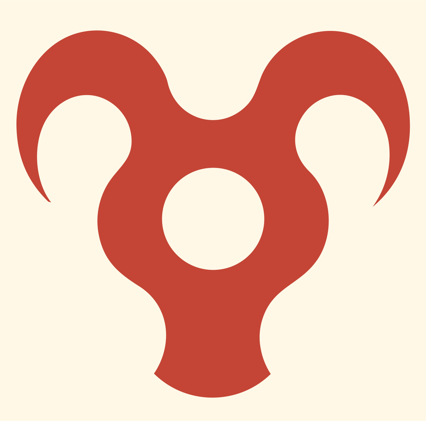 Triskelion Ram Horns Badge #fff8e7/#c44536