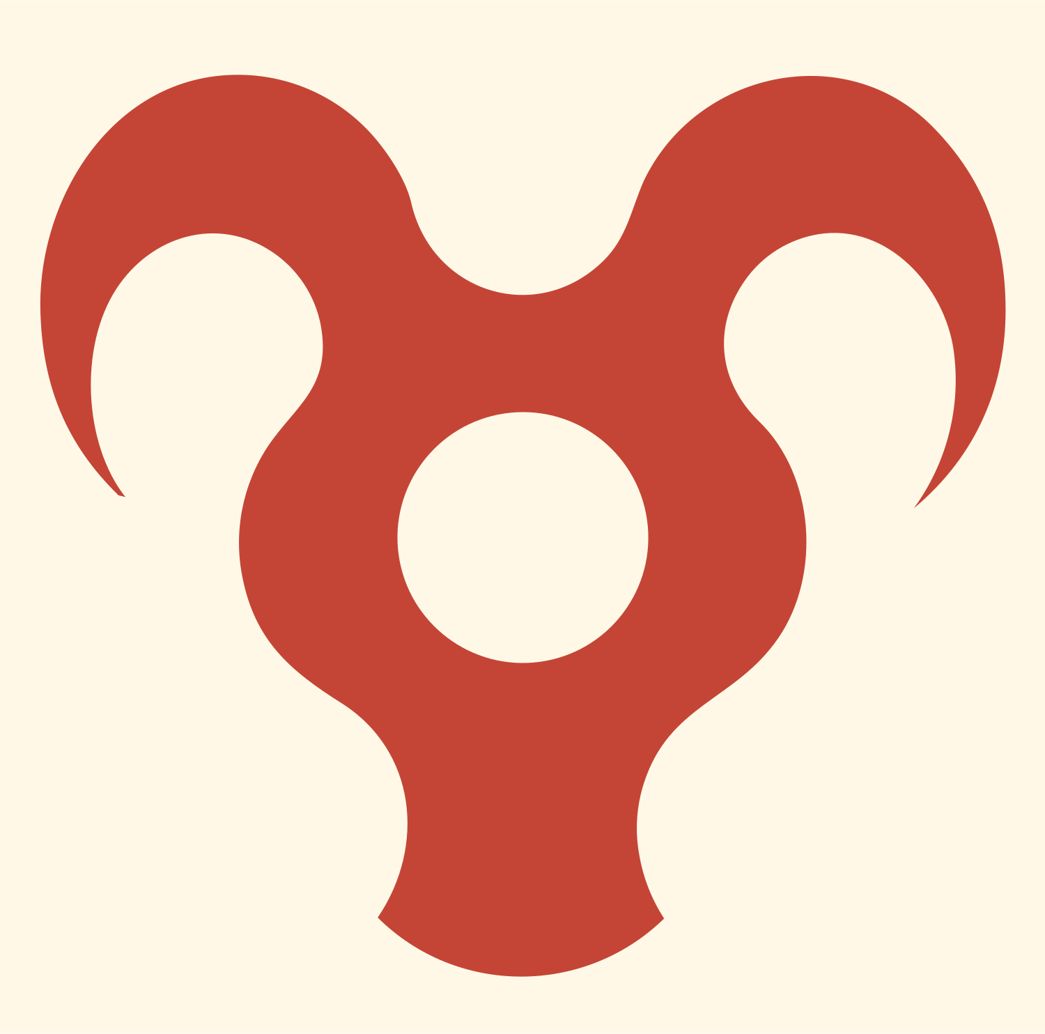 Triskelion Ram Horns Badge #fff8e7/#c44536