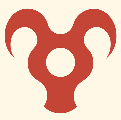 Triskelion Ram Horns Badge #fff8e7/#c44536