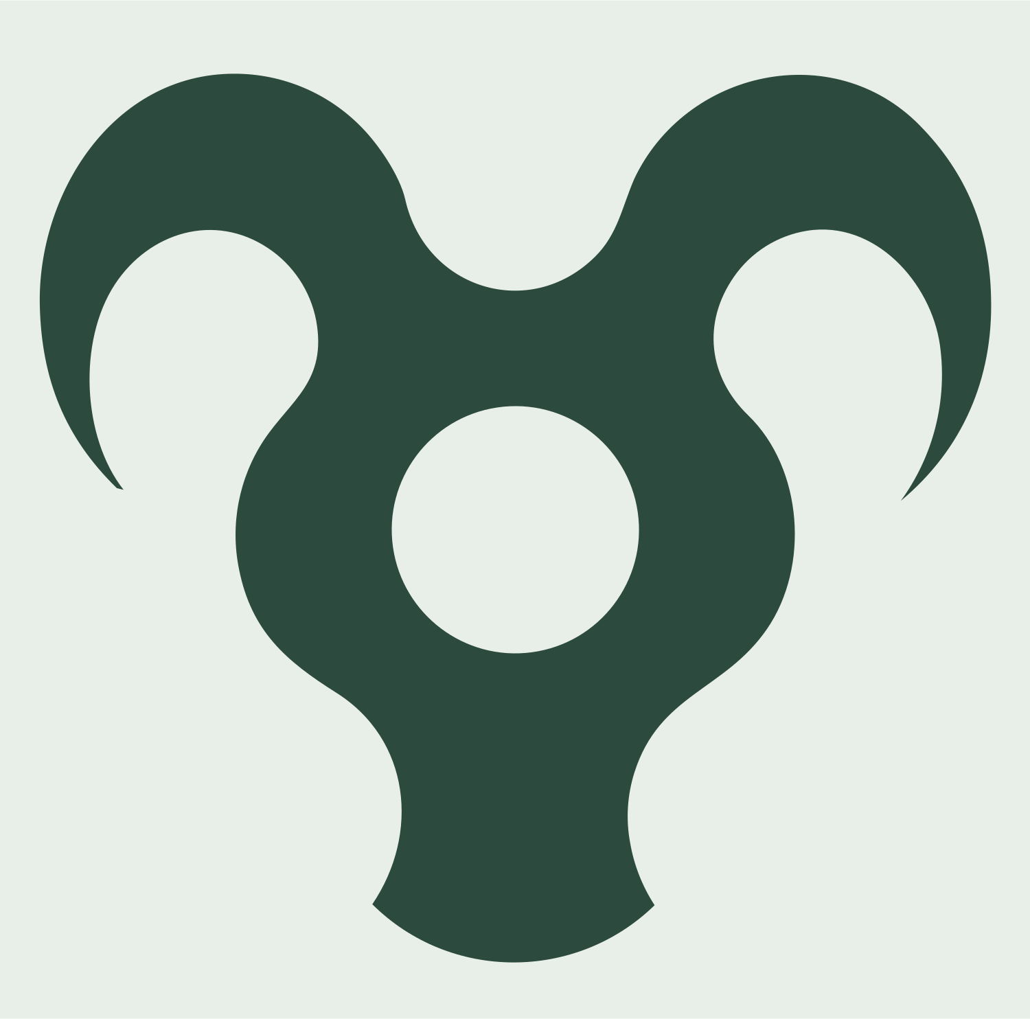Triskelion Ram Horns Badge #e8efe9/#2d4a3e