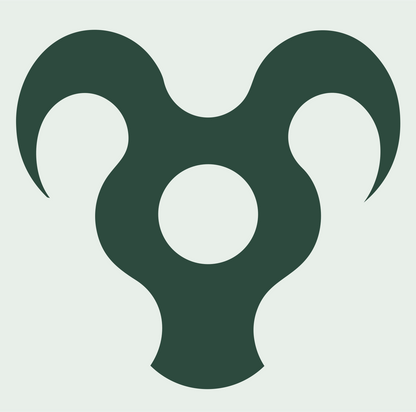 Triskelion Ram Horns Badge #e8efe9/#2d4a3e
