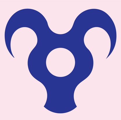 Triskelion Ram Horns Badge #fce4ec/#283593