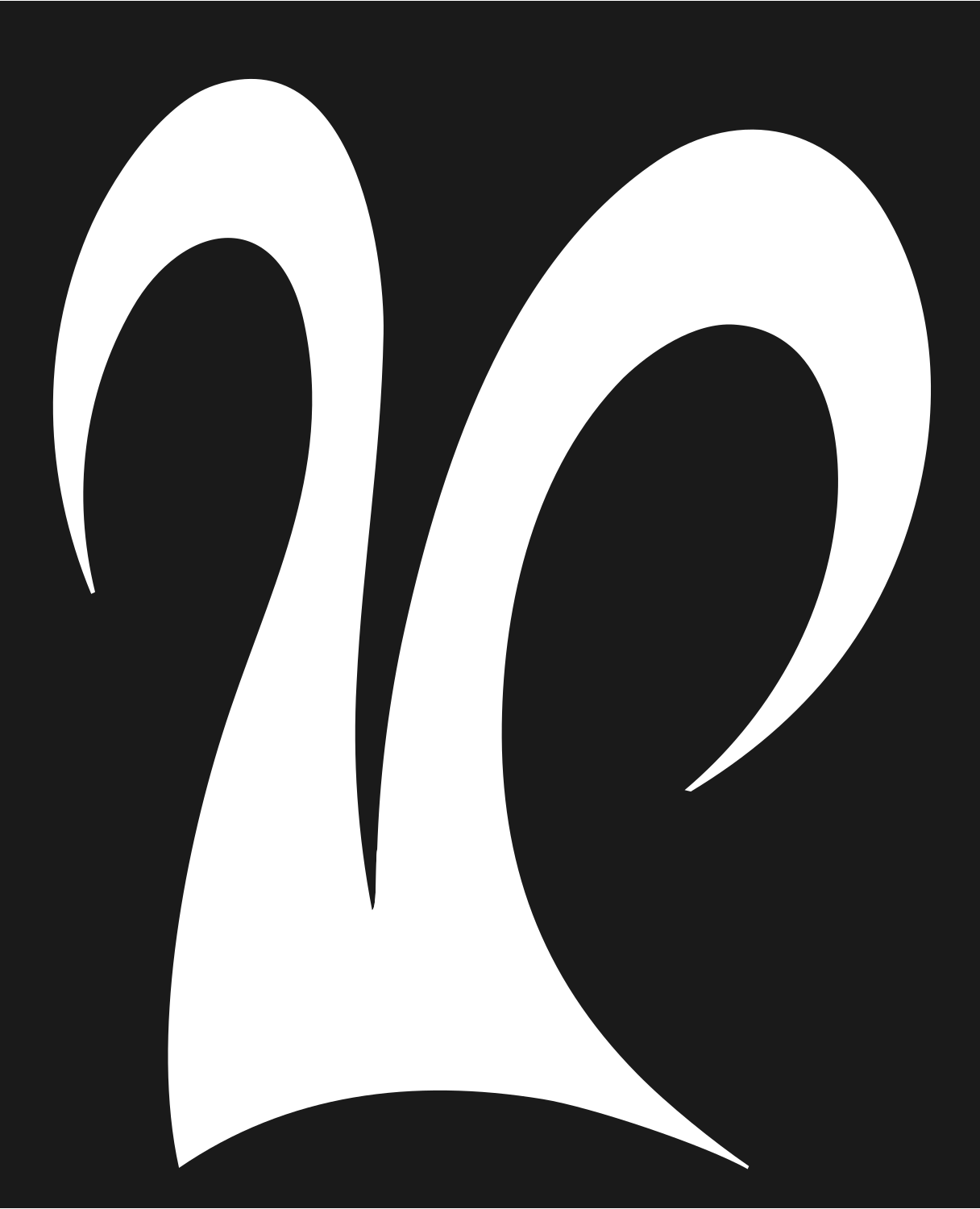 Asymmetric Ram Horn Crest #1a1a1a/#ffffff