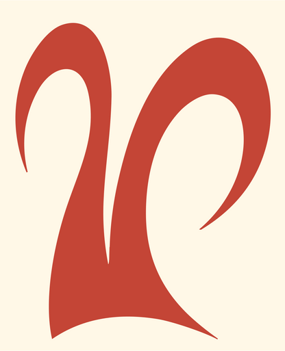 Asymmetric Ram Horn Crest #fff8e7/#c44536
