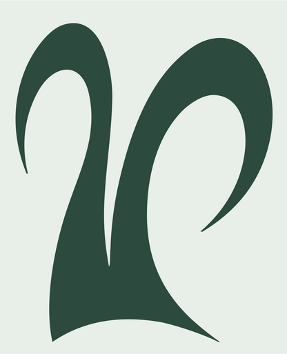 Asymmetric Ram Horn Crest #e8efe9/#2d4a3e