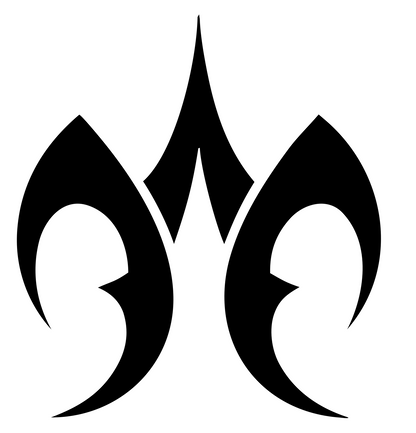 Tribal Flame Horn Crest #ffffff/#000000