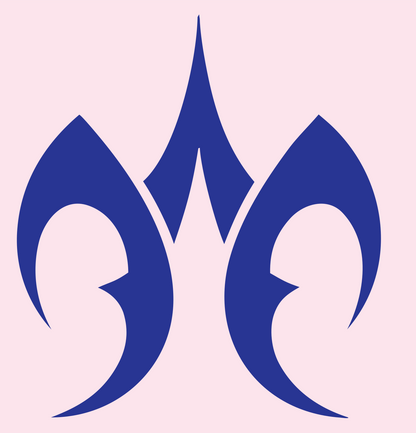 Tribal Flame Horn Crest #fce4ec/#283593