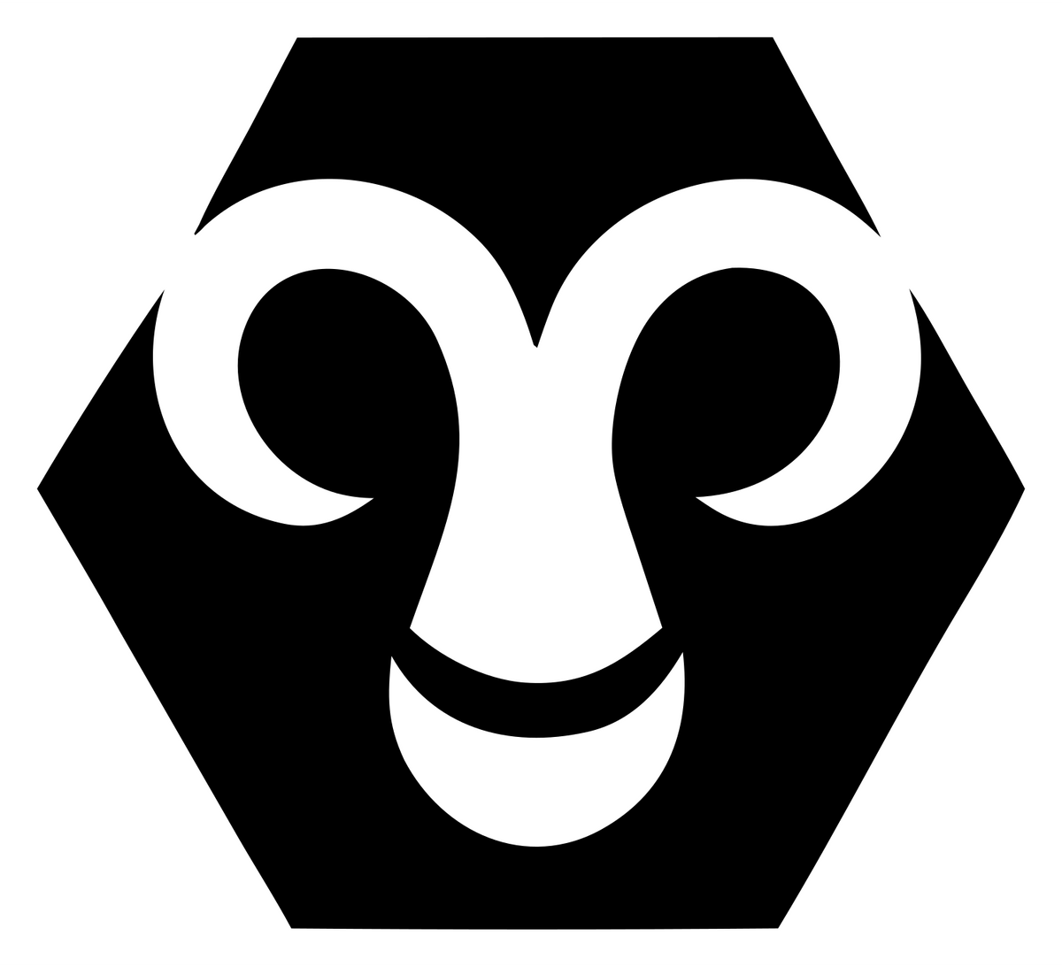 Negative Space Ram Face Crest #ffffff/#000000