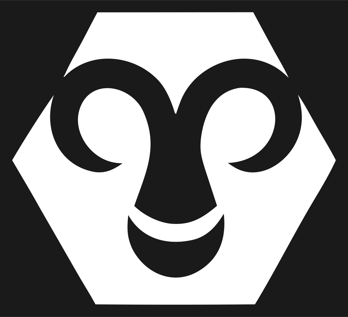 Negative Space Ram Face Crest #1a1a1a/#ffffff