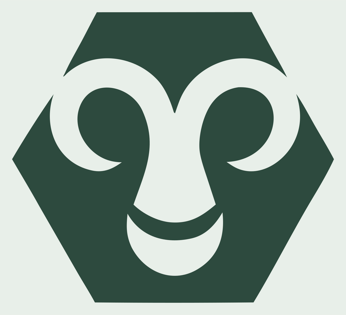 Negative Space Ram Face Crest #e8efe9/#2d4a3e