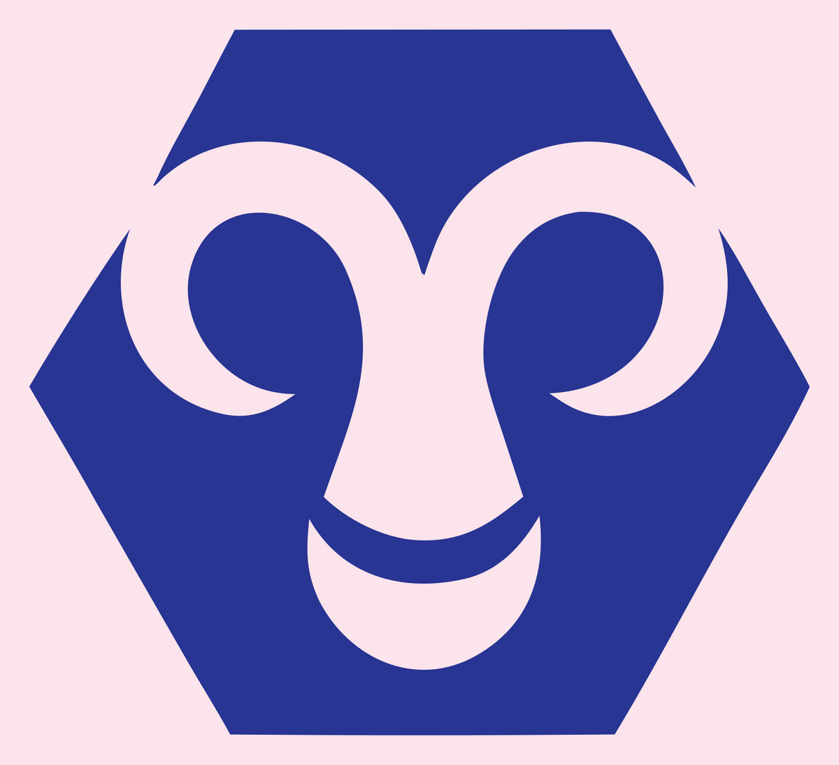 Negative Space Ram Face Crest #fce4ec/#283593