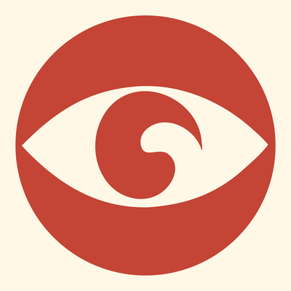 Negative Space Eye Circle Badge #fff8e7/#c44536