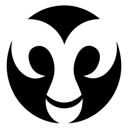 Negative Space Ram Face Emblem #ffffff/#000000