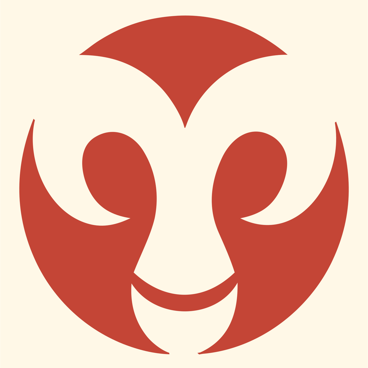 Negative Space Ram Face Emblem #fff8e7/#c44536
