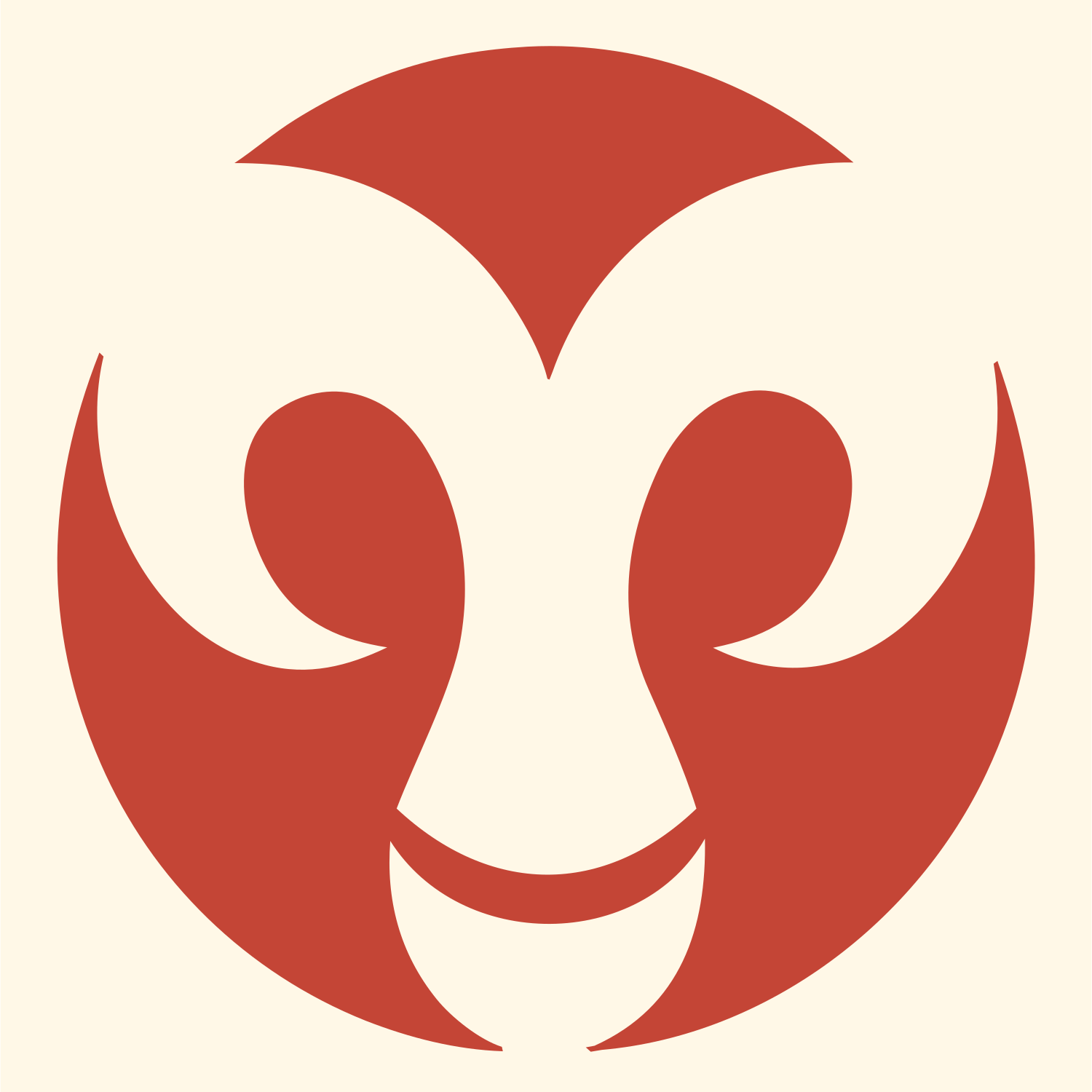 Negative Space Ram Face Emblem #fff8e7/#c44536