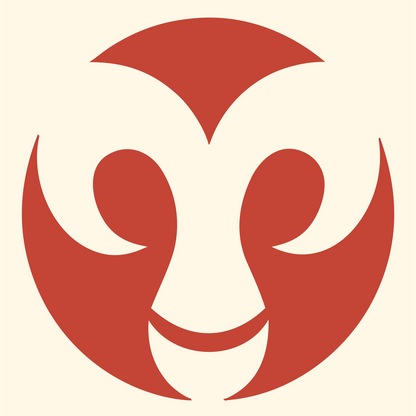 Negative Space Ram Face Emblem #fff8e7/#c44536