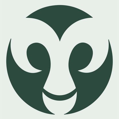 Negative Space Ram Face Emblem #e8efe9/#2d4a3e