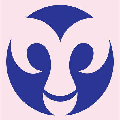 Negative Space Ram Face Emblem #fce4ec/#283593