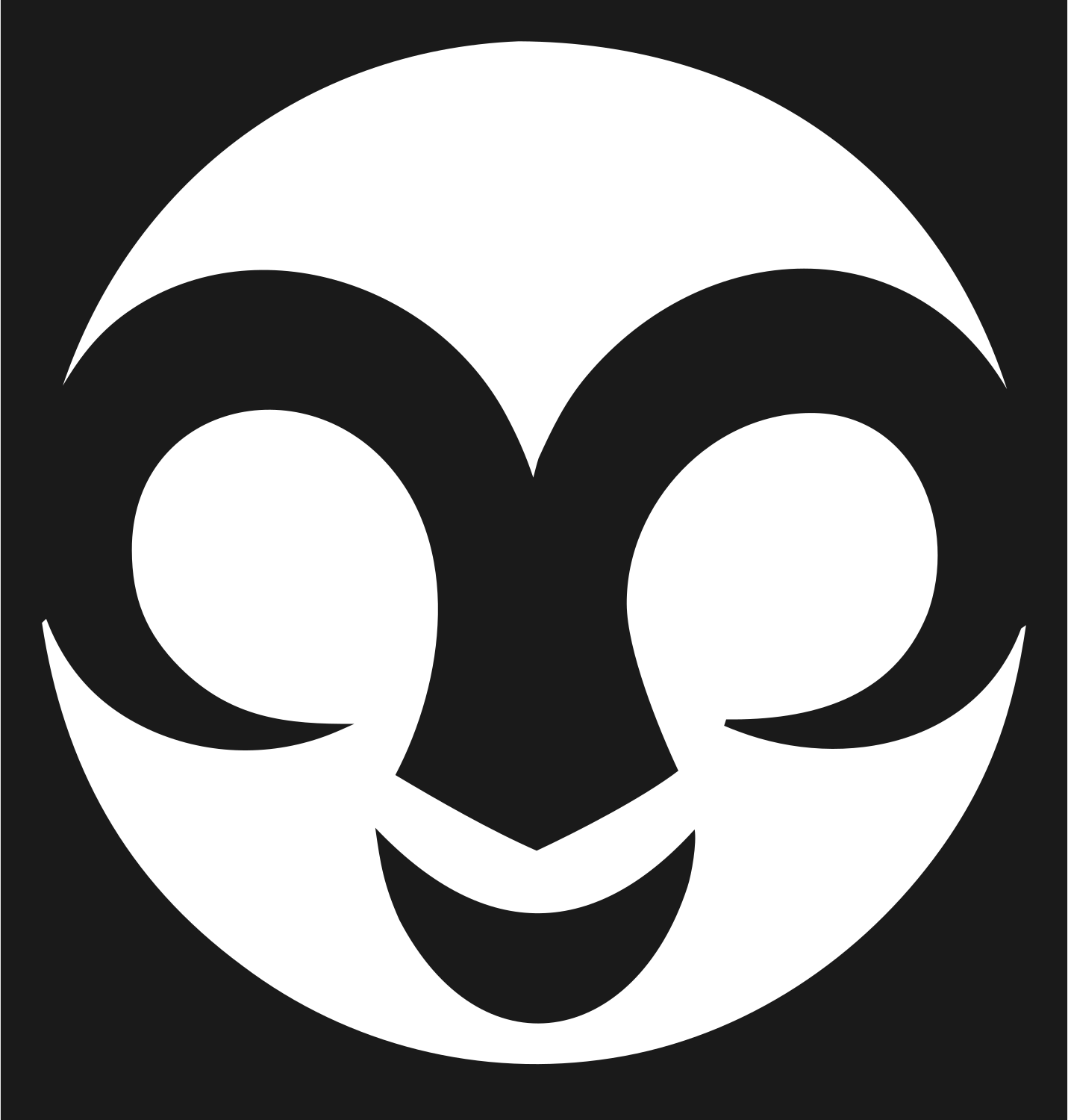 Negative Space Ram Face Icon #1a1a1a/#ffffff