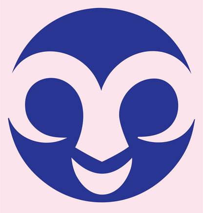 Negative Space Ram Face Icon #fce4ec/#283593