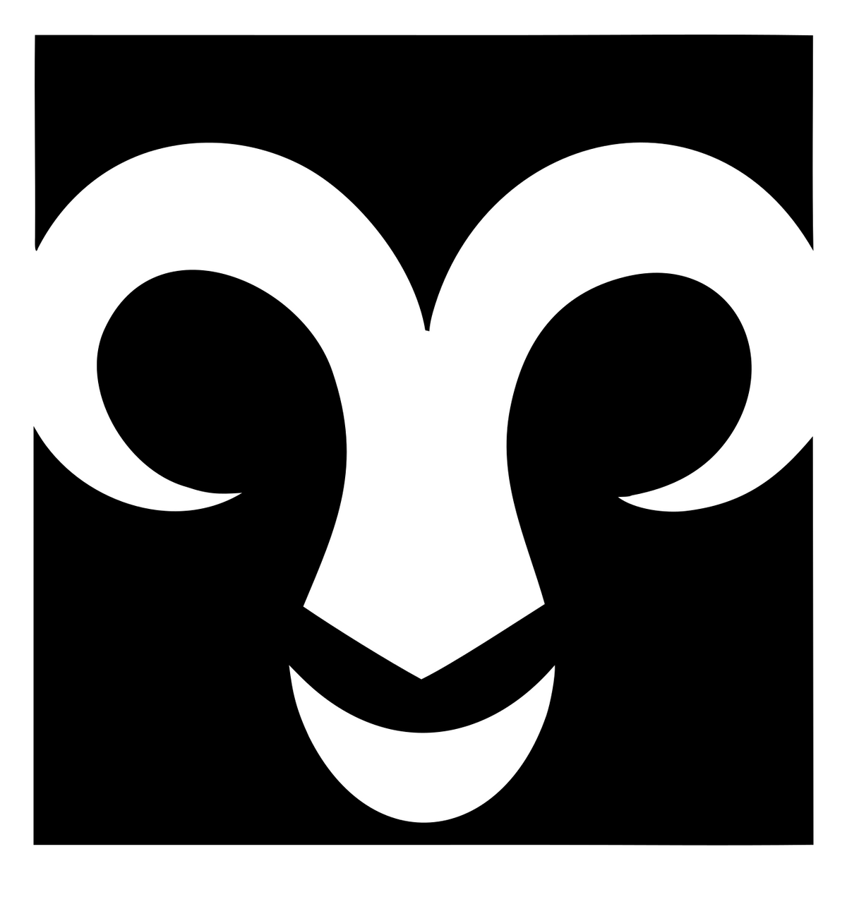 Negative Space Ram Face Crest #ffffff/#000000