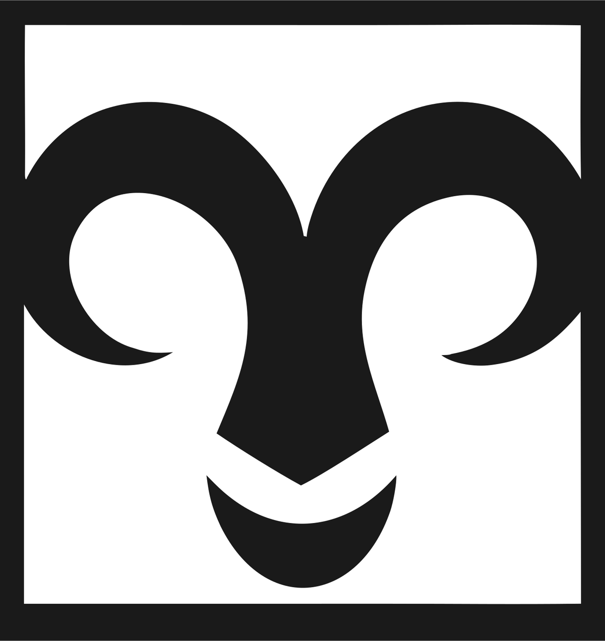 Negative Space Ram Face Crest #1a1a1a/#ffffff