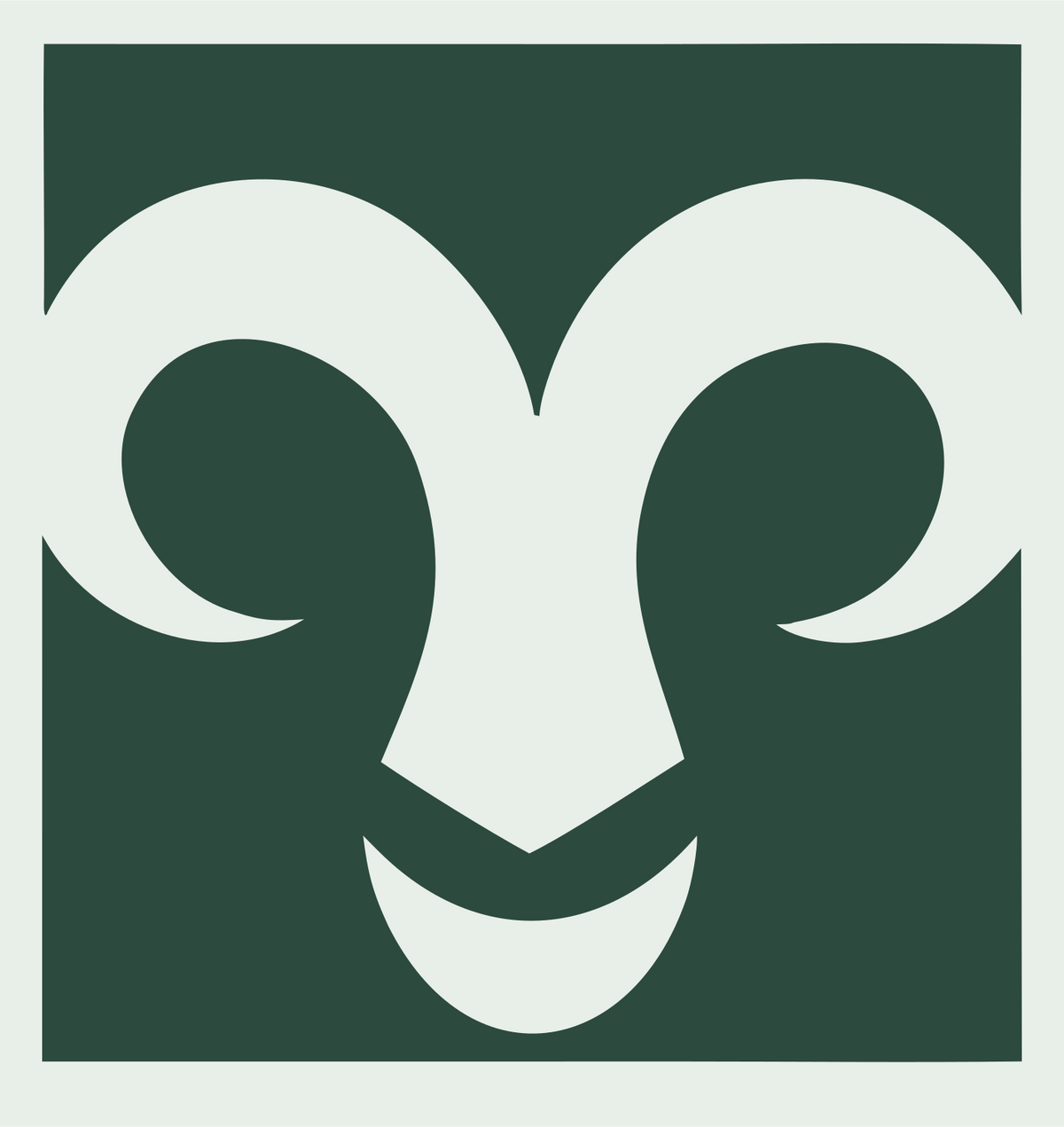 Negative Space Ram Face Crest #e8efe9/#2d4a3e