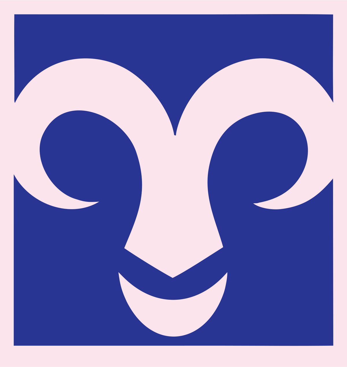 Negative Space Ram Face Crest #fce4ec/#283593