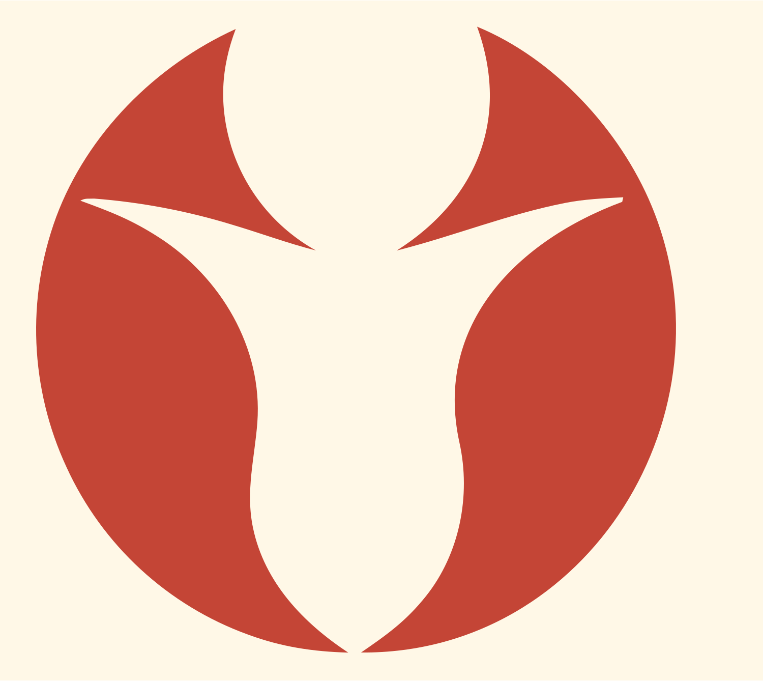 Negative Space Ram Circle Badge #fff8e7/#c44536