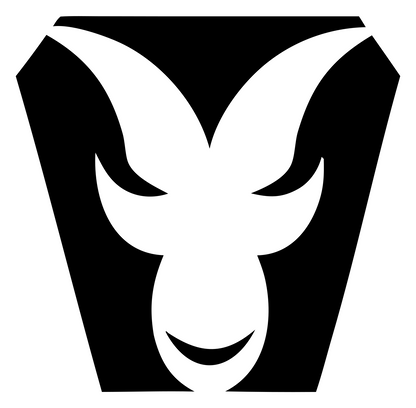 Negative Space Ram Face Crest #ffffff/#000000